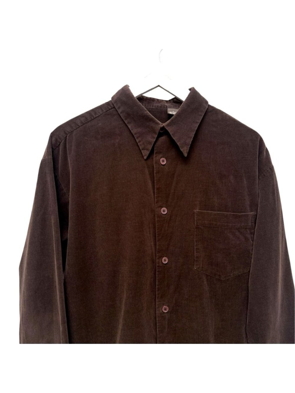 Neiman Marcus Brown Corduroy Shirt Mens Large Vintage Casual Button Up Cotton - Picture 2 of 6